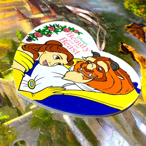 DISNEY’S BEAUTY & THE BEAST VTG 90s KURT ALDER HANDCRAFTED WOODEN XMAS ORNAMENT - Picture 4 of 7